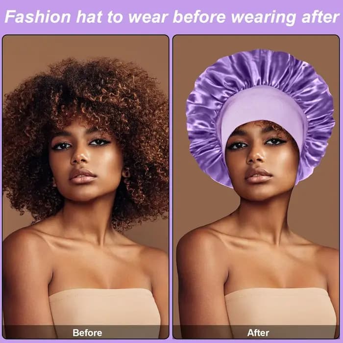 Bonnet de couchage en Satin pour cheveux, couvre-tête, bonnets de douche pour bain et Sauna, produits de salle de bain