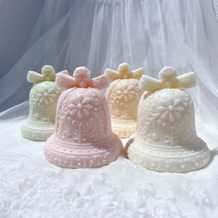 Moule de bougie de cloches de pain d'épice de noël, cloche festive en résine de Silicone, cire de soja, plâtre, gypse, moule en Silicone, décor de noël
