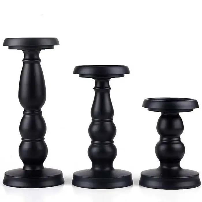 Supports de bougies en métal noir, bougeoirs en fer forgé, chandelier vintage, candélabre rétro pour mariage, fête, anniversaire