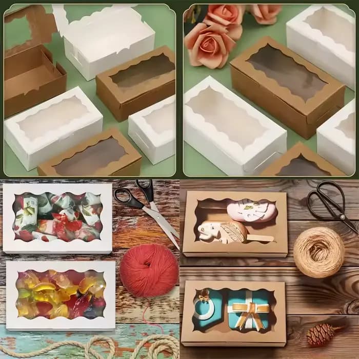 Boîte cadeau avec fenêtre transparente, 5/10 pièces, pour desserts, pâtisseries, bonbons et chocolats, parfaite pour les mariages, les anniversaires et plus encore.