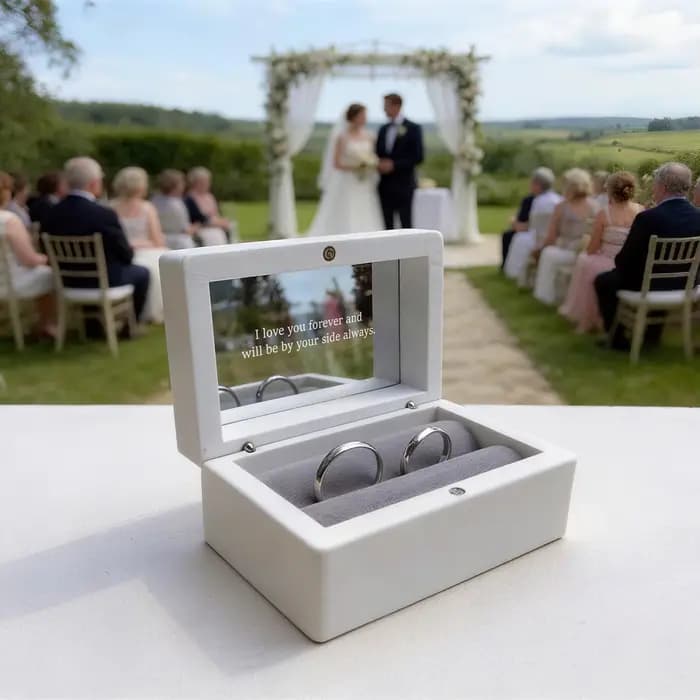 Boîte à alliances personnalisée pour 2 alliances, boîte à alliances personnalisée pour la mariée et le marié avant l'église, boîte à alliances pour le mariage