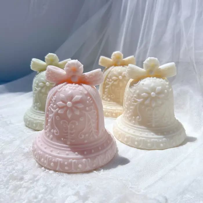 Moule de bougie de cloches de pain d'épice de noël, cloche festive en résine de Silicone, cire de soja, plâtre, gypse, moule en Silicone, décor de noël