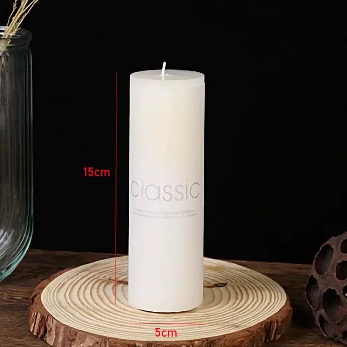 1x Bougie en cire de style européen classique blanc ivoire, décorations romantiques pour mariage, hôtel, situations d'urgence, sans fumée et sans odeur