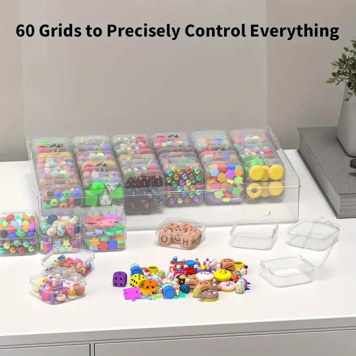 Boîte de rangement de perles, ensemble de boîtes de rangement de perles de 61 pièces, organisateurs de petites perles transparents de grande capacité et étuis de rangement en plastique avec étiquette