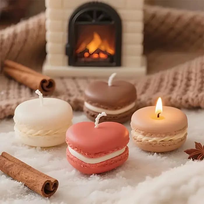 Bougies réalistes en forme de Macaron, 1/5 pièces, cire de soja parfumée pour la décoration de la maison, fête de mariage, nouvel an, atmosphère Festive, cadeaux aromatiques