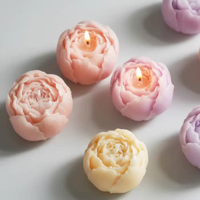 Bougie en cire de soja en forme de fleur de rose, lot de 4 coffrets cadeaux, bougies décoratives sans fumée faites à la main pour la décoration de la maison, anniversaire, cadeaux de mariage