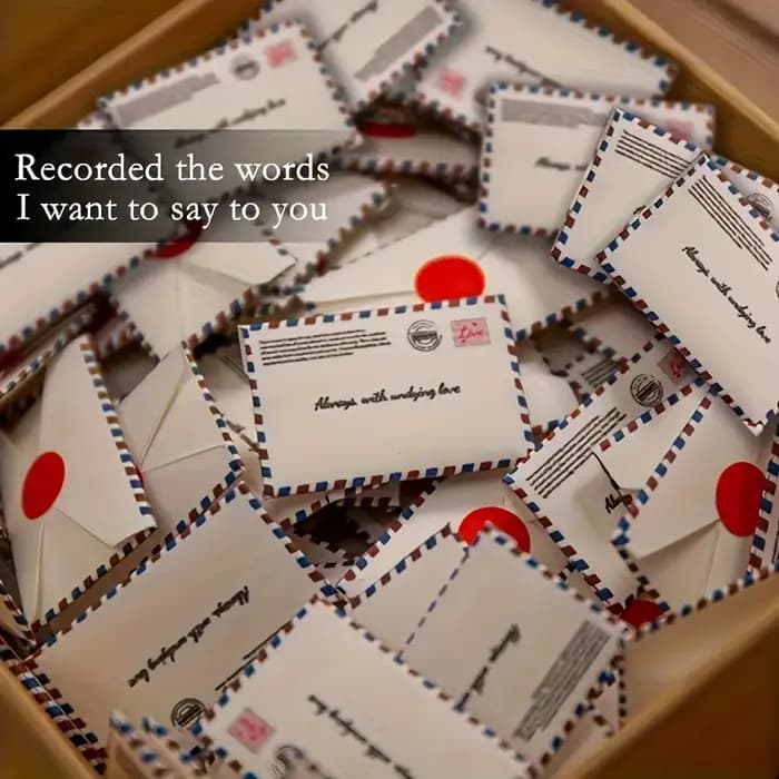 Ensemble d'enveloppes élégantes avec sceau rouge, motifs d'étiquettes en forme de cœur/rond, avec bordure bleue et rouge, pour mariage, fête des mères, remise de diplôme