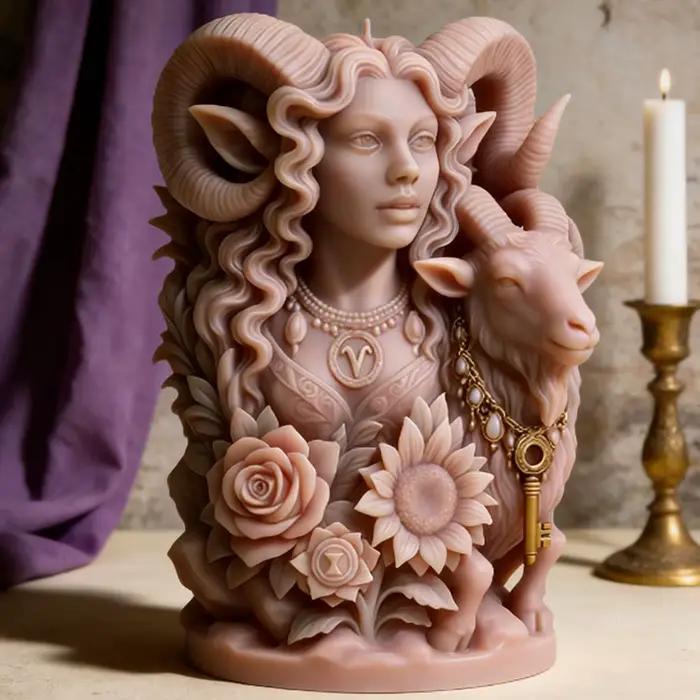 Moule en silicone pour bougie parfumée Déesse Chèvre, motif Fille à cornes de mouton 3D, pour gypse, résine, savon, décoration intérieure, ornement esthétique fait main