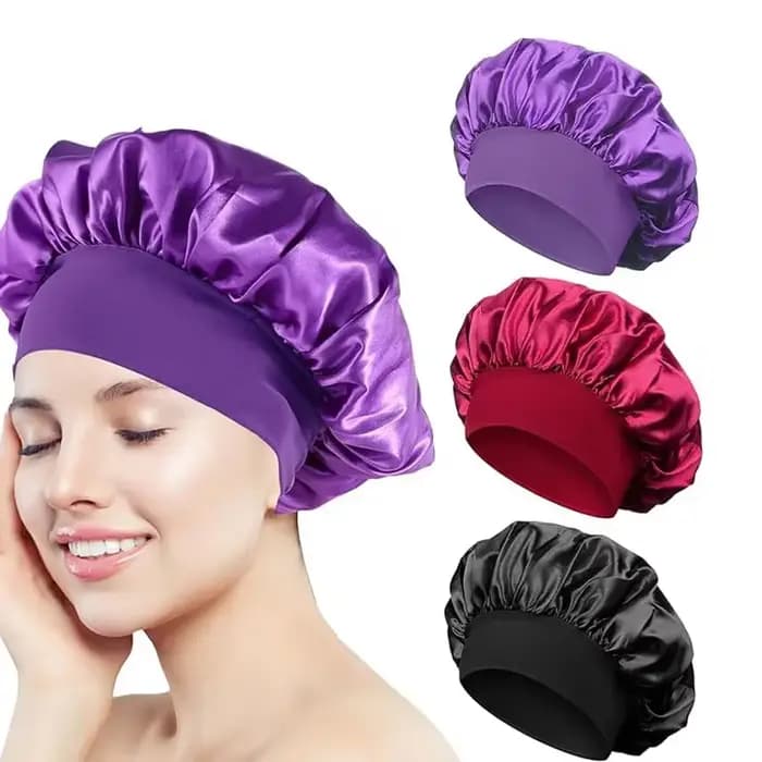 Bonnet de couchage en Satin pour cheveux, couvre-tête, bonnets de douche pour bain et Sauna, produits de salle de bain