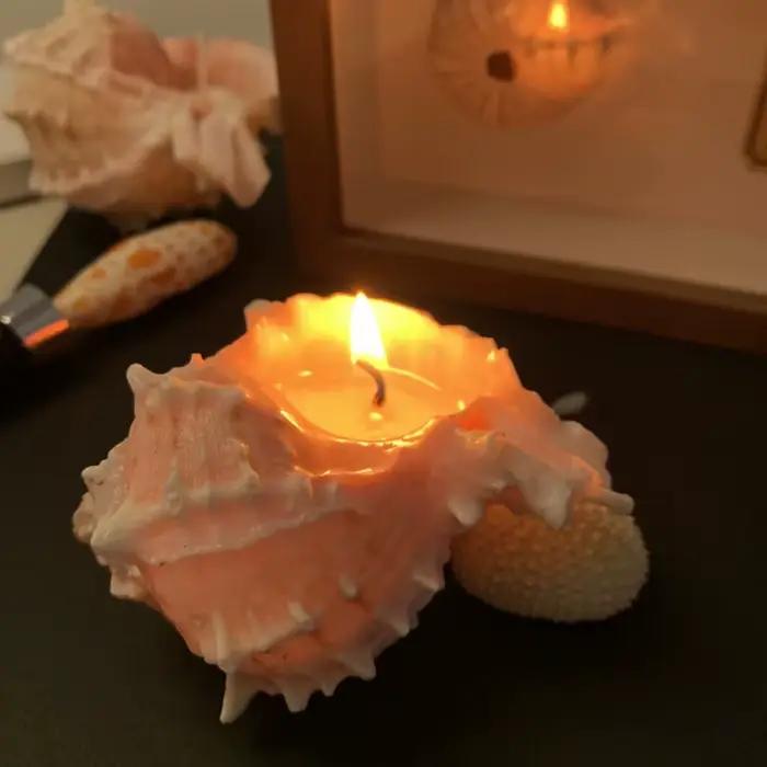 Bougie parfumée conque (fait à la main) – Ornements de décoration pour la maison, pour chambre à coucher et salon, cadeaux de vacances sur table