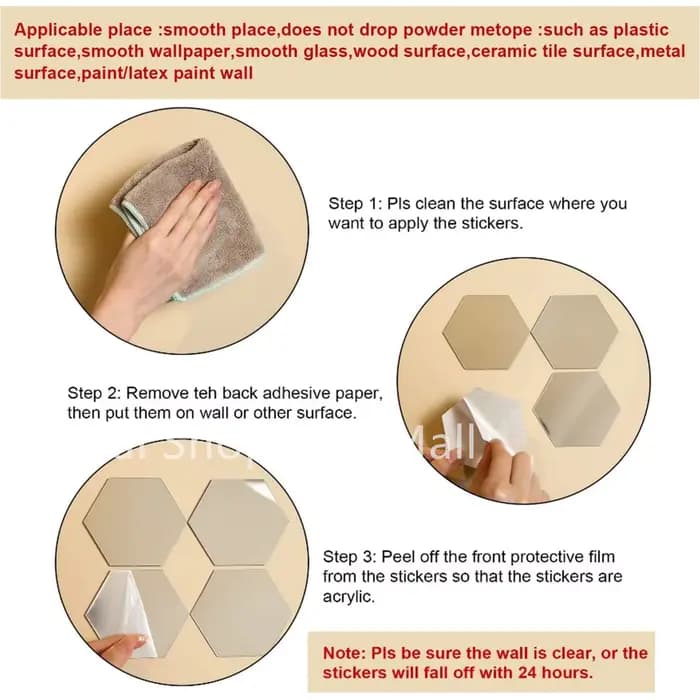 Autocollant mural miroir hexagonal, 5 tailles XS à XL, feuille murale hexagonale en acrylique, carreaux en plastique pour décoration d'appartement, décor de pièce esthétique