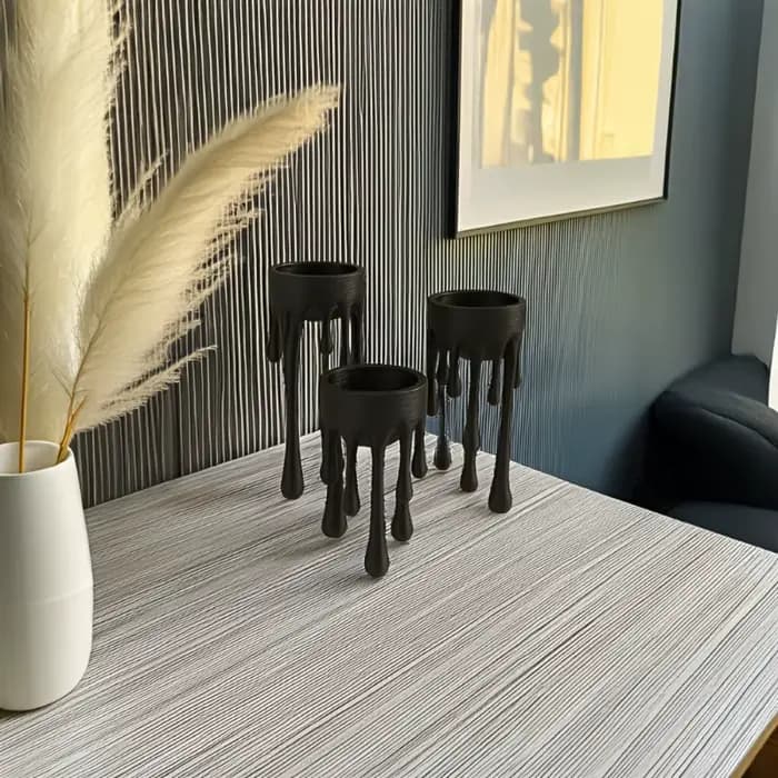 Ensemble de 3 porte-bougies créatifs effet cire fondante, design créatif, pour cheminée, table à manger, fête, décoration intérieure
