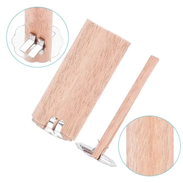 Mèches en bois naturel en forme de flamme, avec support de Base, mèche de bougie, noyau de cire, fournitures artisanales pour la fabrication de bougies, cire parfumée de soja ondulée, 10 pièces