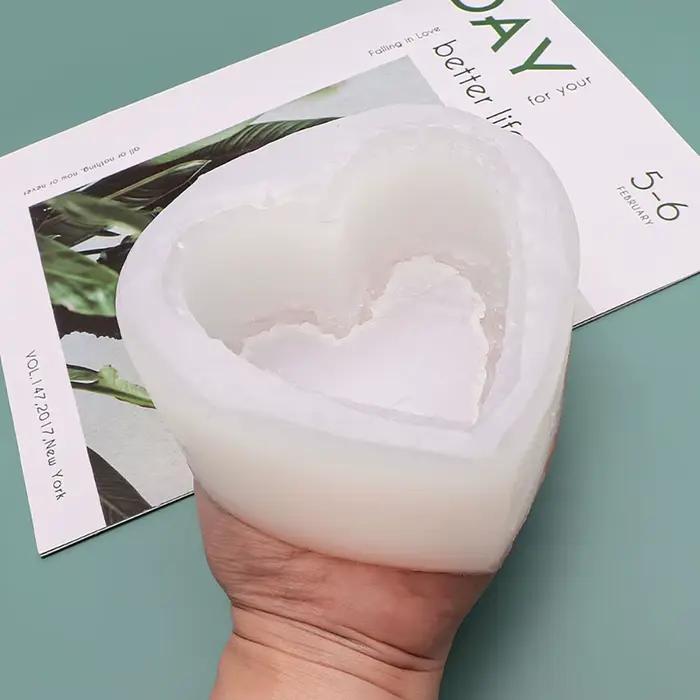 Moule en Silicone pour bougie en forme de gâteau en forme de cœur, bricolage, savon fait à la main, plâtre, bougie d'aromathérapie, décoration de gâteau, fabrication de cadeaux