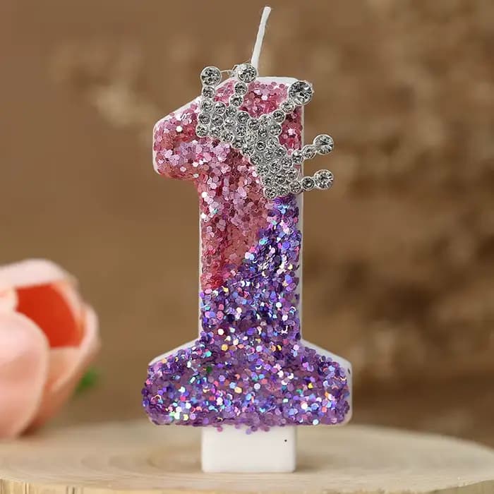 Bougie d'anniversaire mignonne, décorations de gâteau, bougie chiffre, grande bougie couronne de princesse pour la décoration de gâteau, thème princesse pour anniversaire d'enfants