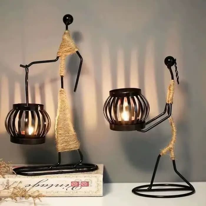 UNTIOR bougeoir en métal personnage abstrait fait à la main Vintage bougeoir mariage maison café Table Art décor