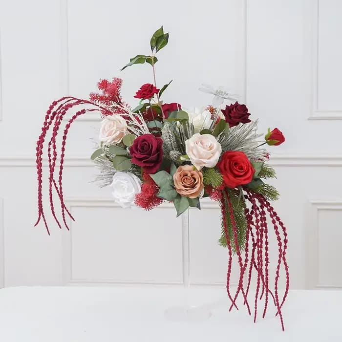 Vase série noël avec fleur, Arrangement Floral pour réception de mariage, chandelier de Table, décorations, fournitures de tir H866212