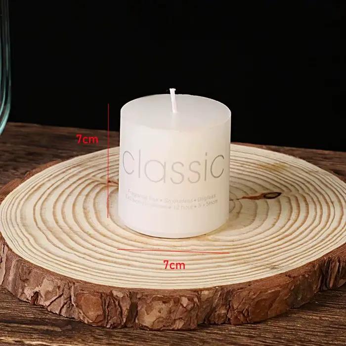 1x Bougie en cire de style européen classique blanc ivoire, décorations romantiques pour mariage, hôtel, situations d'urgence, sans fumée et sans odeur
