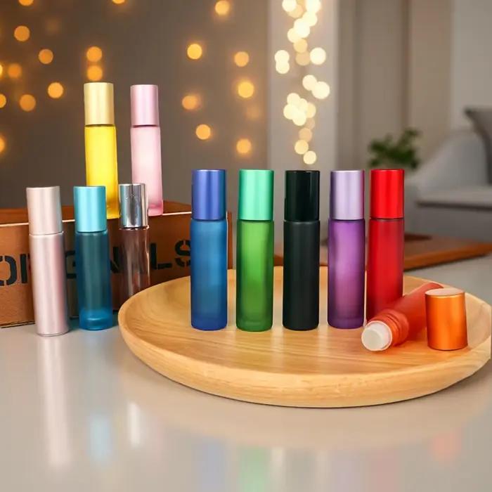 8 pièces/lot 10ml bouteille de recharge de parfum en verre l bouteille d'huile essentielle utilisation de voyage rouleau de parfum en verre sur bouteille