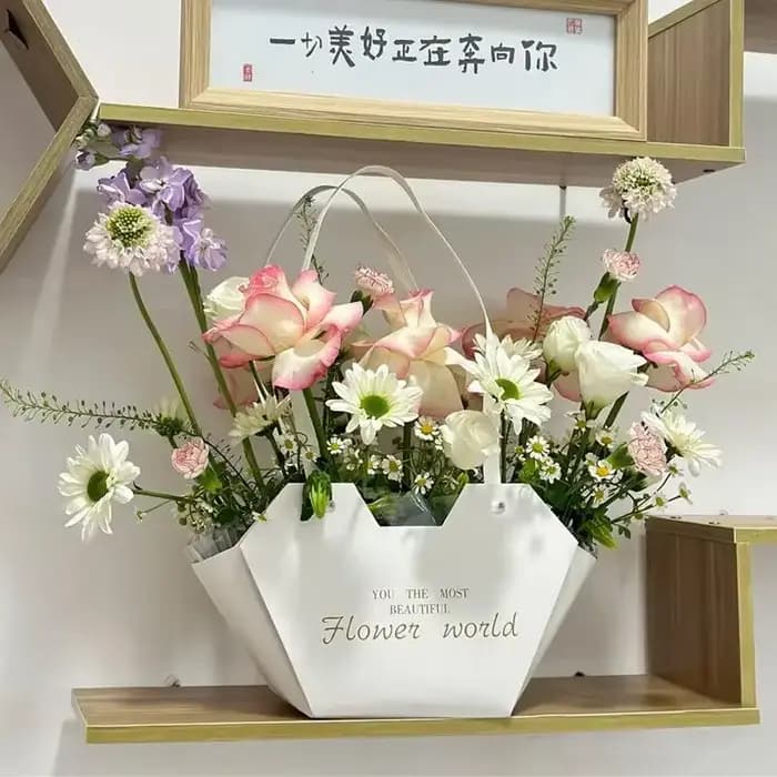 Panier de fleurs Portable, 1 pièce, boîte d'emballage de fleurs de roses, sac cadeau pour mariage, anniversaire, fête de noël, Bouquet de fleurs, fournitures de décoration