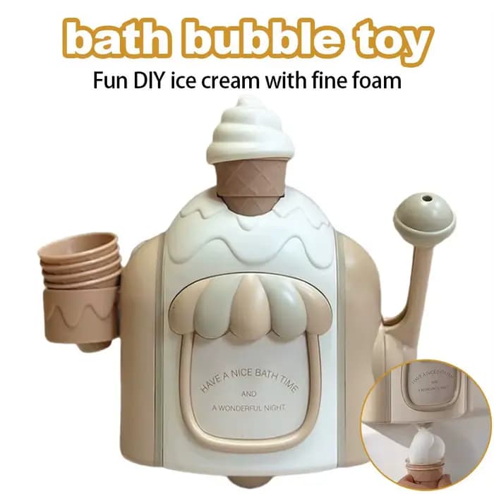 Machine à mousse à bulles pour enfants, jouets de bain de voiture avec aspiration puissante, machine à crème glacée pour tout-petits pour jouer sensoriel, fournitures délicates