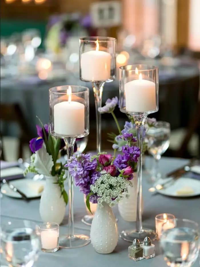 1Set3 moderne lumière luxe grand bougeoir en verre accessoires de mariage chandelier Transparent