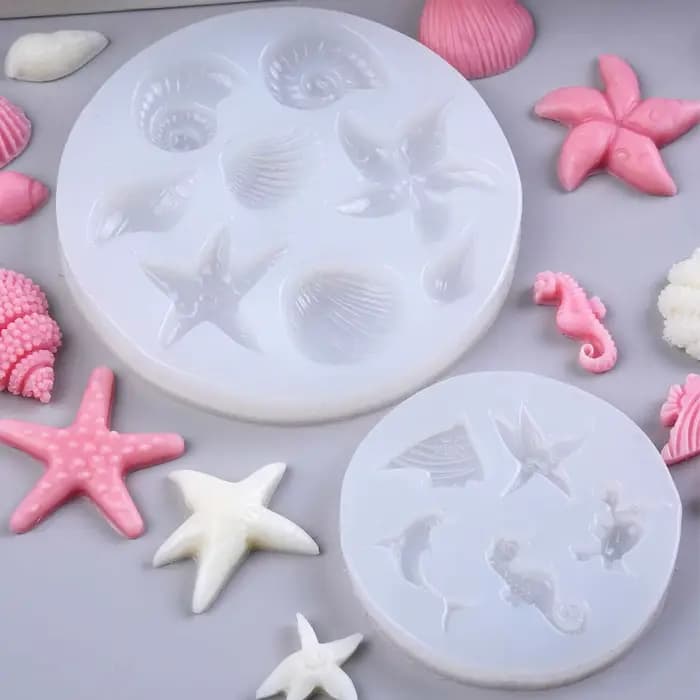 Moule en silicone thème marin pour bougies DIY, coquillages, conques, hippocampes, moules pour bougies parfumées, plâtre, résine époxy, fabrication artisanale