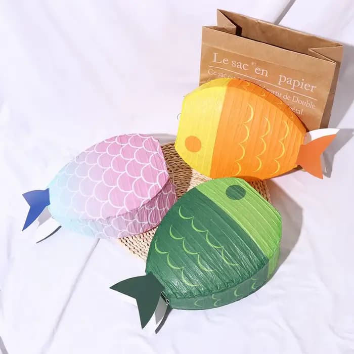Lanternes en papier décoratives en forme de poisson porte-bonheur, bougies mignonnes, fournitures de fête