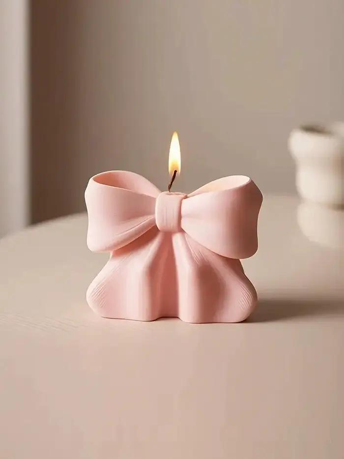 1 bougie parfumée en forme d'arc, design d'arc 3D, parfum longue durée, convient à la décoration de la maison, cadeaux parfaits pour la Saint-Valentin