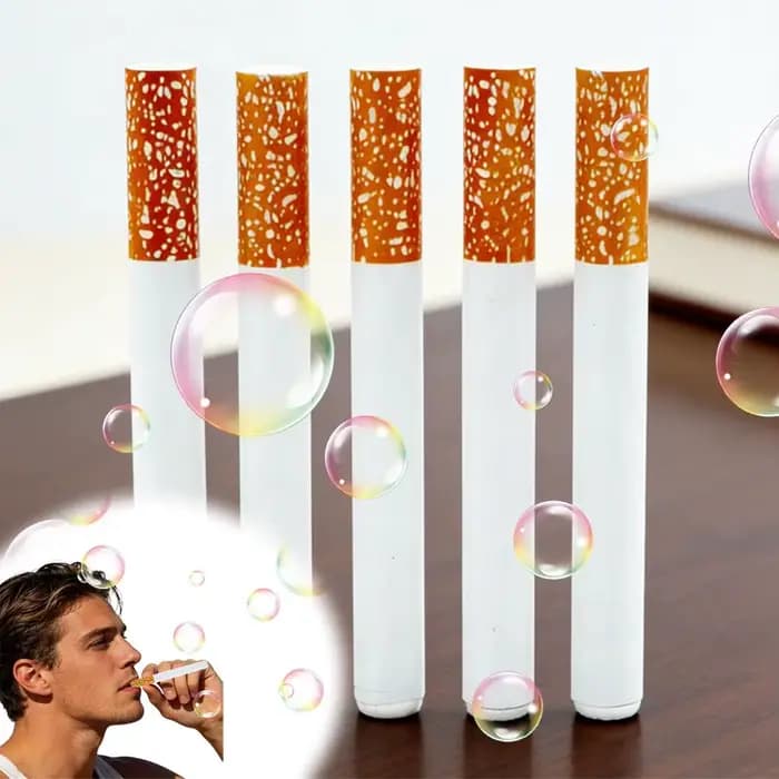 Ensemble de jouets à bulles amusants en forme de cigarette, mini baguette à bulles en métal en forme de cigarette avec liquide à bulles, machine à bulles en métal portable pour l'extérieur