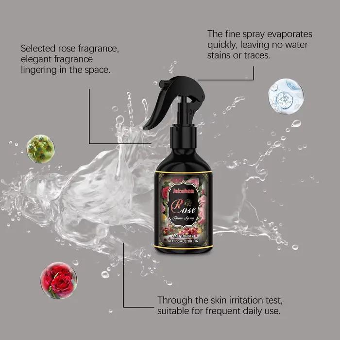Spray d'intérieur parfumé à la rose, parfum longue durée, spray d'ambiance, éliminateur d'odeurs, assainisseur d'air pour une ambiance rafraîchissante et agréable
