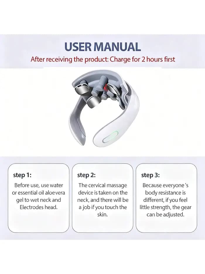 Masseur de cou intelligent pour adultes, 5 modes de massage, appareil ergonomique portable pour le cou, pour la relaxation au bureau, à la maison et en voyage