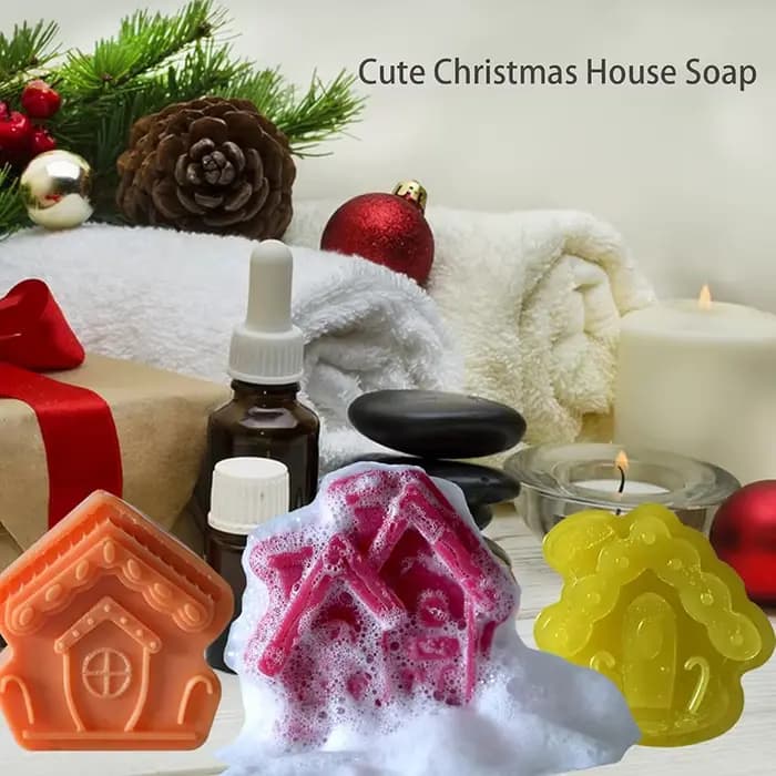 Moule de cuisson en Silicone pour maison en pain d'épices, bougie de noël, fournitures de fabrication de savon, outil de décoration de gâteaux, cire d'aromathérapie, fondre la cuisine
