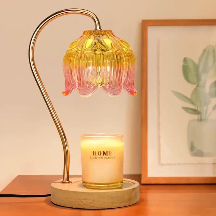 Lampe chauffe-bougie à fleurs avec minuterie, chauffe-bougie à intensité variable, cadeau d'anniversaire de noël, décoration chauffante pour la maison, pour bougies en pot