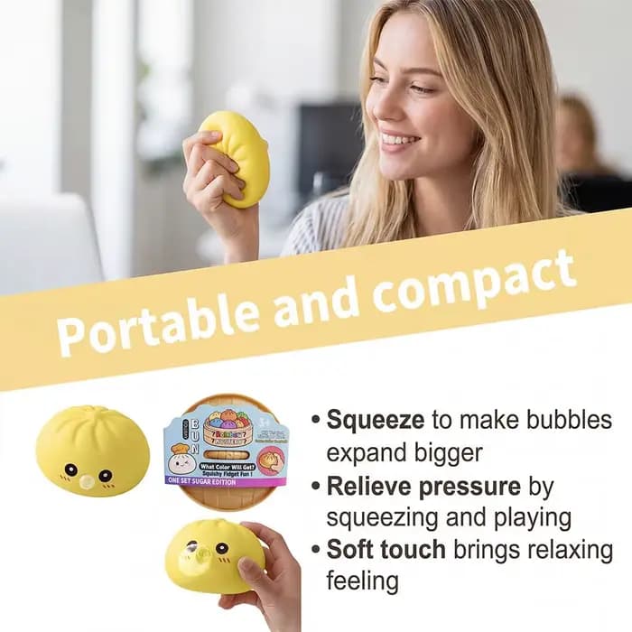 Nouveauté 2026 : Cadeaux Boîte Mystère Anti-stress – Jouets Souples à Souffler des Bulles, Jouets à Pincer Doux en Forme de Dumpling, Balle à Presser Rebondissante en Forme de Boulette Vapeur