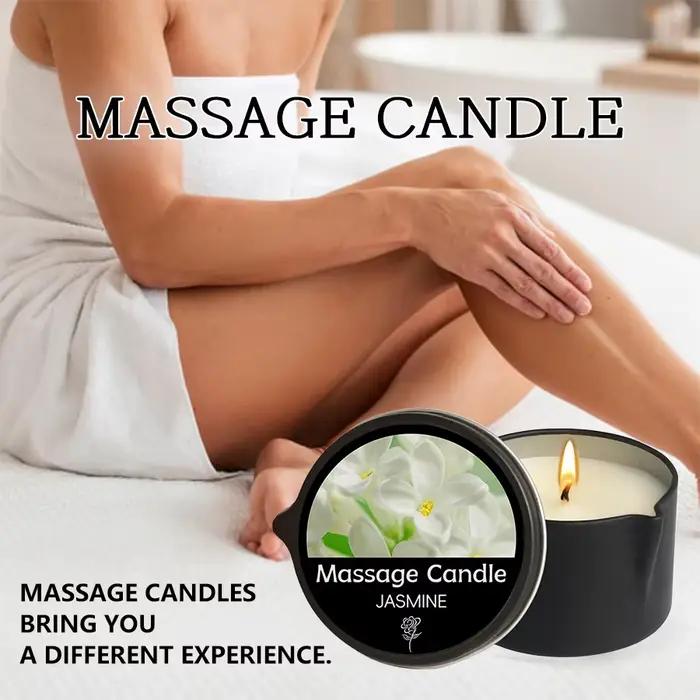 Bougie de Massage-huile essentielle- Six parfums différents, 1oz/2oz fonde dans l'huile de Massage chaude-bougie de Massage Sensuelle, bec verseur