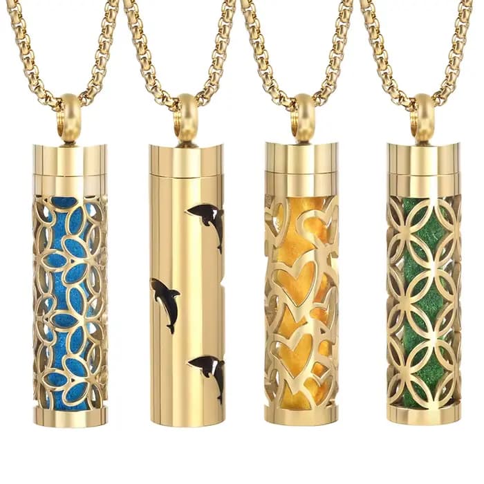 Collier d'aromathérapie doré pendentif diffuseur médaillon en acier inoxydable arôme huiles de parfum