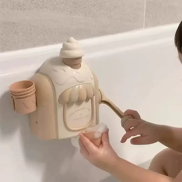 Machine à mousse à bulles pour enfants, jouets de bain de voiture avec aspiration puissante, machine à crème glacée pour tout-petits pour jouer sensoriel, fournitures délicates