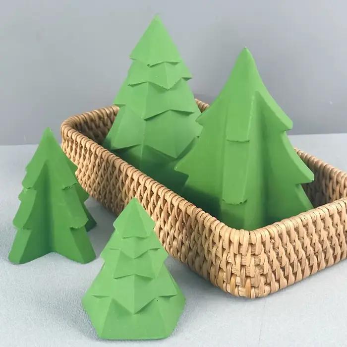 Moule à bougie en Silicone pour arbre de noël, bricolage, bougies parfumées de pin géométrique, moules à savon, plâtre, résine, argile, décoration de maison, cadeau artisanal