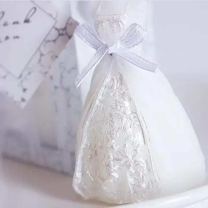 Bougie Romantique Robe de Mariée Élégante Blanche, Cadeau en Boîte, Décoration de Fête de Mariage, Ornement pour la Maison