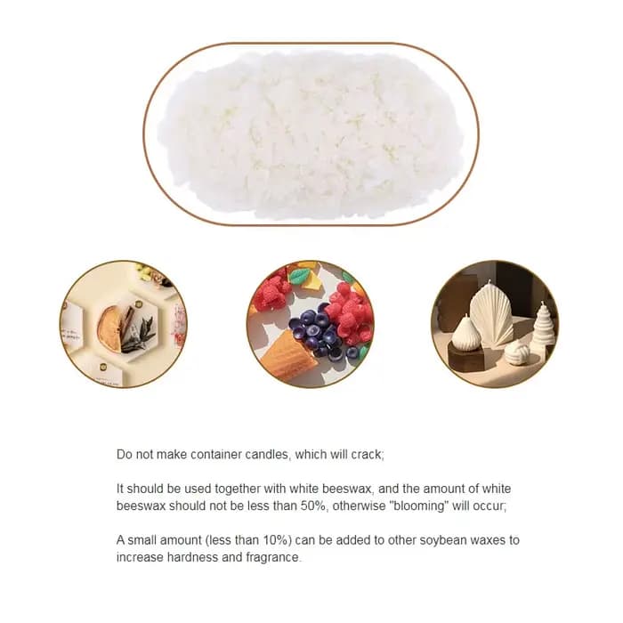 Cire de soja à 68 degrés, 500g, à point de fusion élevé, en flocons, matière première pour bougies, peut être mélangée à de la cire d'abeille blanche pour créer un modèle.