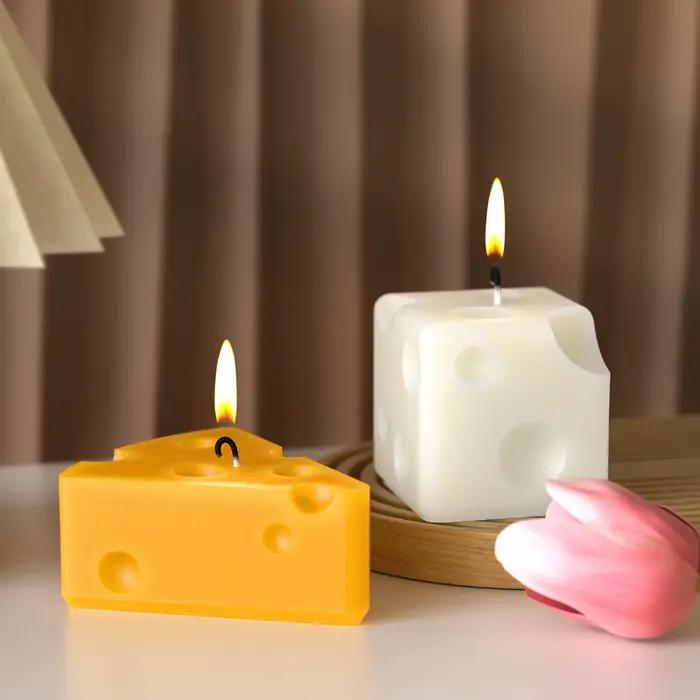 Moules à bougies à fromage, bricolage, Triangle rond fait à la main, Cube, fromage parfumé, gypse, bougie en plâtre, outils de fabrication de savon artisanal