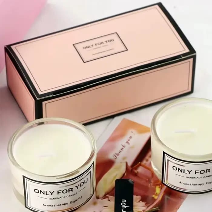 Bougie parfumée en cire de soja, 2 pièces/boîte, bougie d'aromathérapie romantique en verre sans fumée, bougie écologique 5x3cm, coffret cadeau