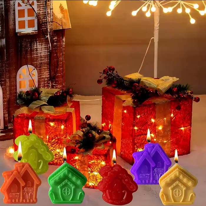 Moule de cuisson en Silicone pour maison en pain d'épices, bougie de noël, fournitures de fabrication de savon, outil de décoration de gâteaux, cire d'aromathérapie, fondre la cuisine