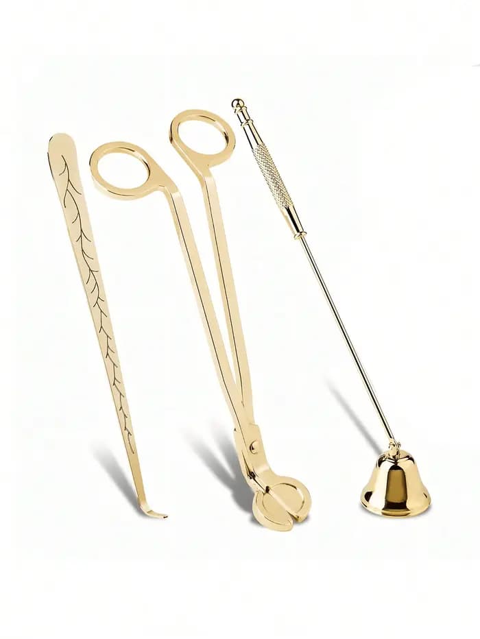 Tondeuse à mèche de bougie 3 pièces-tondeuse à mèche, éteignoir de bougie, trempette à mèche, Kit d'entretien de bougie 3 en 1, accessoire de bougie en acier inoxydable