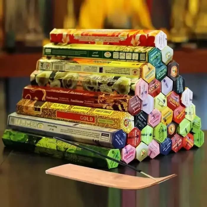Bâton d'encens avec plaque d'encens, 9 boîtes, encens indien authentique, Premium, plusieurs saveurs, paquet mixte, Surprise aléatoire, offre spéciale