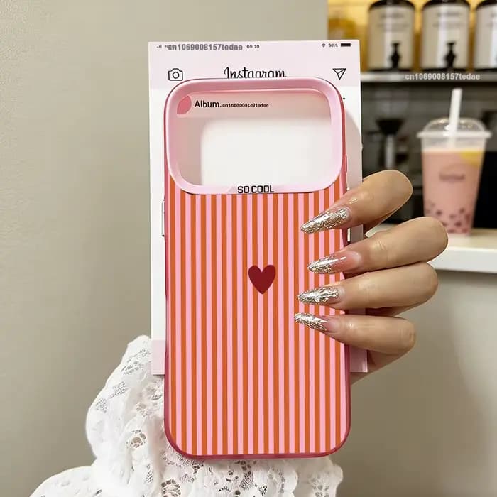 Coque de téléphone INS mignonne avec petit cœur