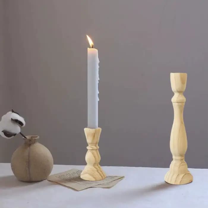 Bougeoirs en bois inachevé bougeoir pilier conique bougeoirs pour fête de mariage anniversaire décoration de Table à la maison