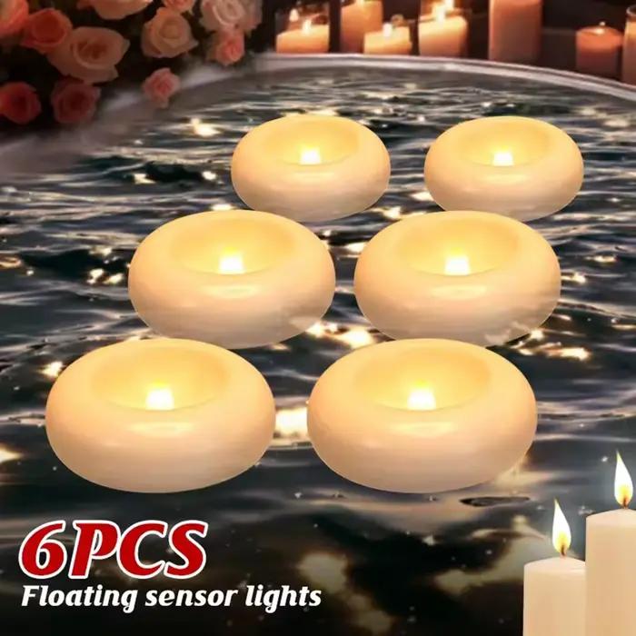 Bougie de piscine étanche, bougies chauffe-plat flottantes sans fumée, bougies de fête scintillantes réalistes pour fête de mariage, prière