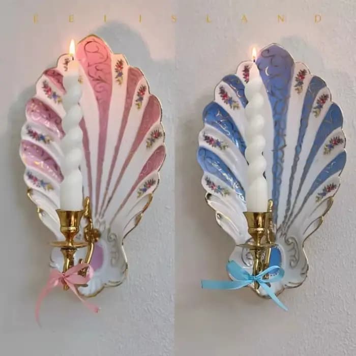 Bougeoir de décoration murale en forme de coquille fait à la main